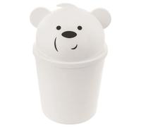 Poubelle en forme d'ours - ORION - 1,5L - Plastique beige - Couvercle amovible - Trappe basculante - 20 cm de hauteur