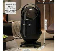 Poubelle moderne - Cylindrique avec couvercle à bascule - Montée sur roulettes - Système de contrôle des odeurs - Gain de place, idéale pour la cuisine, le bureau ou le salon - Noir