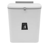 Poubelle murale - 9 litres, poubelle avec couvercle coulissant, en PP étanche, avec grattoir et crochet, capacité de charge de 5 kg, dimensions : 23,7 x 13 x 29,5 cm - Blanc