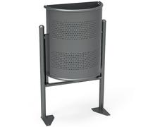 Poubelle murale demi-ronde pour déchets urbains gris 30L