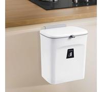 Poubelle murale - Poubelle d'armoire de cuisine - 9 litres - Couvercle coulissant - Pour porte d'armoire/de camping-car - Plastique PP - Blanc
