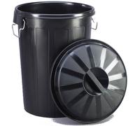 Poubelle universelle avec couvercle, ronde, 95 l, noir