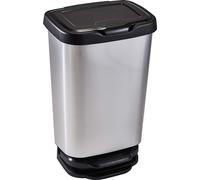 Poubelle Pédale 40l Amortie Argent/noir Fermeture Douce Et Grande Capacité - Mondex