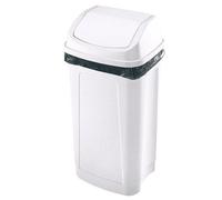 Poubelle plastique 25 litres rectangle à couvercle basculant blanche
