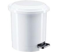 Poubelle blanche en plastique à pédale 6 L ronde