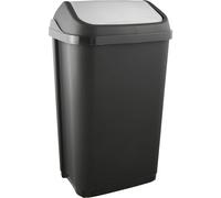 keeeper Poubelle plastique à couvercle basculant – 50 L – Gris foncé