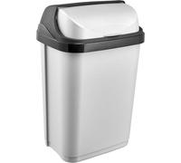 keeeper Poubelle plastique Rasmus - Couvercle coulissant, 10 L, Gris clair
