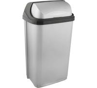 Poubelle plastique à couvercle coulissant 50 litres - Gris Clair