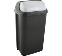 keeeper Poubelle plastique Roll-top 50 L à couvercle coulissant Gris foncé