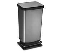 Poubelle plastique à pédale 40 L - Gris