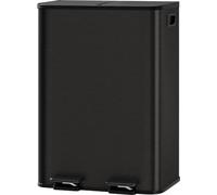 Poubelle - Poubelle à pédale à double compartiment - 2 x 30 l - Acier inoxydable - Bacs amovibles - Pour la cuisine, le bureau ou la salle de bains - Noir