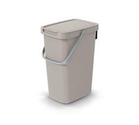 Keden Poubelle de tri Systema Q 20 L avec couvercle et anse Marron clair