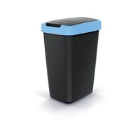 Keden Compacta Q Poubelle avec couvercle pivotant et rabattable - 12 l - En plastique - Pour tri sélectif des déchets - Poubelle de recyclage - Noir/bleu clair