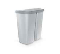 Prosperplast Poubelle Compacta Q Duo – 45 L, 2 couvercles indépendants, 48×28×51 cm – Gris clair