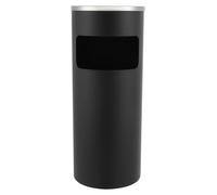 Poubelle - Poubelle cylindrique 15 L - Modèle sur pied pour l'intérieur et l'extérieur - En fer avec peinture cuite au four - Bac amovible - Noir