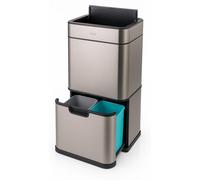 Poubelle - Poubelle de cuisine - 60 litres - Acier inoxydable - Deux compartiments - Capteur de mouvement et panneau tactile - Cuisine