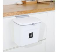 Poubelle,Poubelle murale 7-9l avec couvercle, corbeille suspendue à la porte d'une armoire de cuisine, - Type 7L-With lid-White