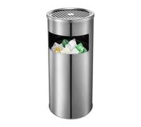 Poubelle pour Extérieur Conteneur Grand en Acier Inoxydable avec Cendrier | Poubelle Pour Terrasse Avec Couvercle Pour Extérieur Et Intérieur Patio Jardin Arrière-Cour Véranda Cour Commercial Hôte