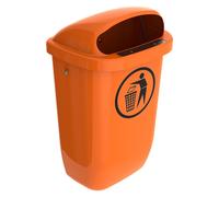 Poubelle pour l'extérieur, 50 litres, conforme à la norme DIN 30713, couleur : orange