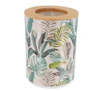 TENDANCE - Poubelle PP Imprimée avec Couvercle Bambou 5l - Jardin d'hiver- Salle de Bain - Poubelles et Brosses WC