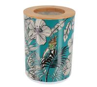 TENDANCE - Poubelle PP Imprimée avec Couvercle Bambou 5l - Jungle Fever Bleu - Salle de Bain - Poubelles et Brosses WC
