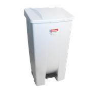 Poubelle professionnelle à pédale 120 L avec couvercle - Blanc