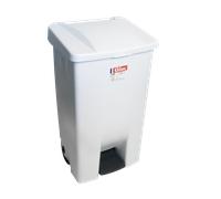 Poubelle professionnelle à pédale 80 L avec couvercle - Blanc