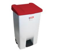 Poubelle professionnelle à pédale 80 L avec couvercle - Rouge