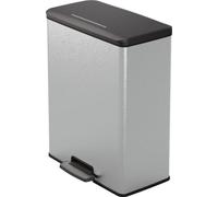 Poubelle Rectangle Curver Deco Bin, 65L, 49 x 29 x 61 cm, Gris Métallisé