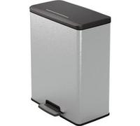 Curver – Poubelle à pédale DECO BIN 254610 65 L, coloris acier, couvercle et anneau de sac