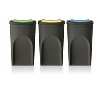 Poubelle rectangulaire de recyclage lot de 3 poubelles 35 litres chacun robuste.