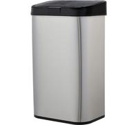 Poubelle rectangulaire en acier inoxydable de 60 litres, avec capteur de mouvement sans contact, finition argentée/noire
