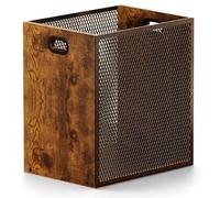 Poubelle rectangulaire en bois, 16,8 l, 28 x 20 x 30 cm | Corbeille à papier, poubelle de bureau combinaison en fer et bois pour bureau, salon, cuisine et plus encore