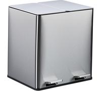 Poubelle Relaxdays 2 x 15 litres, poubelle de cuisine avec filtre anti-odeurs, pour déchets organiques, système d'ouverture automatique et pédale, couleur argent