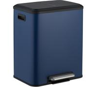 Poubelle Relaxdays 2 x 15 litres, poubelle de cuisine avec seaux amovibles, système d'ouverture automatique et pédale, bleue
