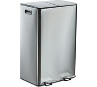 Poubelle Relaxdays 2 x 30 litres, poubelle de cuisine, seau intérieur amovible, système d'ouverture automatique et pédale, acier inoxydable, argent