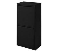 Poubelle Relaxdays, 3 compartiments, 18 litres (2 x 11 litres), à rabattre, avec bacs intérieurs amovibles, en métal, à poser ou à fixer au mur, de couleur noire