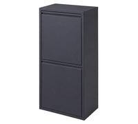 Poubelle Relaxdays, 3 compartiments, 18 litres (2 x 11 litres), à rabattre, avec bacs intérieurs amovibles, en métal, à poser ou à fixer au mur, couleur anthracite
