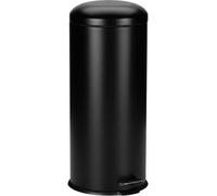 Poubelle Relaxdays 30 litres, poubelle de cuisine avec système d'ouverture automatique, poignée et pédale, poubelle ronde, noire