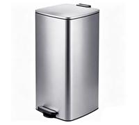 Poubelle Relaxdays, 60 litres, cuisine, seau intérieur amovible, pédale, fermeture en douceur, acier inoxydable, poubelle à pédale, argent