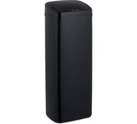 Poubelle Relaxdays avec capteur, 50 l, couvercle électrique, support pour sac poubelle, poubelle de cuisine, poubelle de cuisine, noir