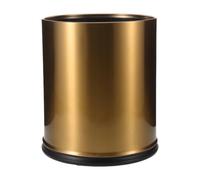 Poubelle Ronde Dorée Design Moderne en Acier Inoxydable sans Couvercle 10l | Double Paroi Seau Intérieur Amovible, Surface Brossée Résistante aux Taches, pour Bureau et Salle de Bain