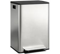 Poubelle š€ double compartiment 2 x 30L, poubelle cuisine š€ pšŠdale, couvercle š€ fermeture douce, 47,5x37,5x67cm, argent