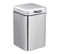 Relaxdays Poubelle de salle de bain murale 3 l carrée avec frein de chute argenté