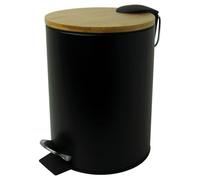 Poubelle salle de bain à pédale Bambou 3 litres - Noir