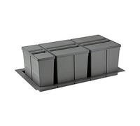 Poubelle sélective pour caisson de 900mm - Nombre de seaux : 3 - Contenance : 63 L - Pour caisson de largeur : 900 mm - Décor : Anthracite - Hauteur : 277 mm - Largeur mini : 730 mm - Largeur maxi : 8