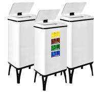 Poubelle sensorielle 3er-Set, 50 litres, blanche, hauteur 83,5 cm