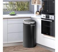 Poubelle sensorielle de 42 litres, poubelle automatique avec capteur infrarouge, poubelle en acier pour cuisine | 30,5 x 30,5 x 68 cm | Noir