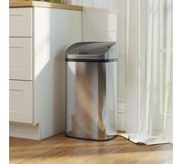 Poubelle sensorielle de 48 litres, sans contact, avec couvercle automatique à infrarouge. Poubelle en acier inoxydable, anti-traces de doigts, couleur argent. Dimensions : 33 x 25 x 69 cm. Temps d'ouv