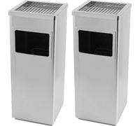 Poubelle set de 2 poubelles 35L Poubelle de cuisine avec seau intérieur argenté